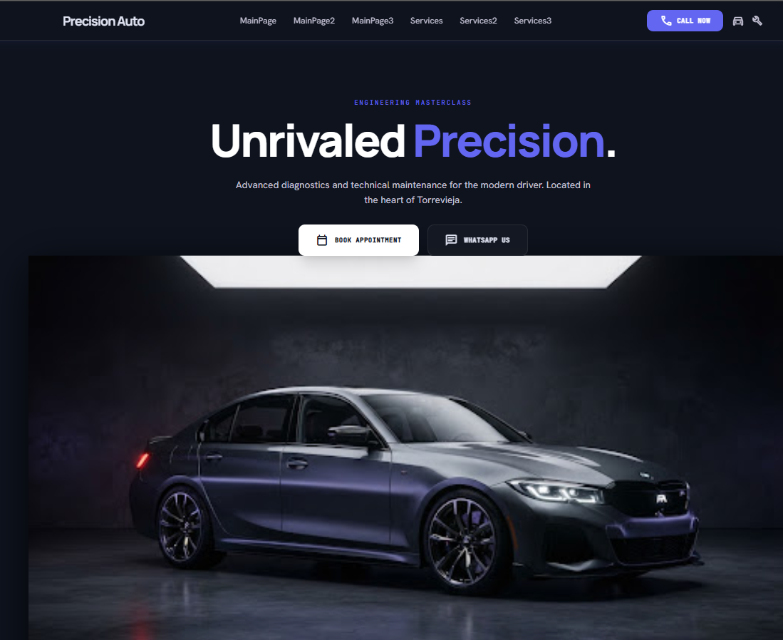 Automotive service homepage