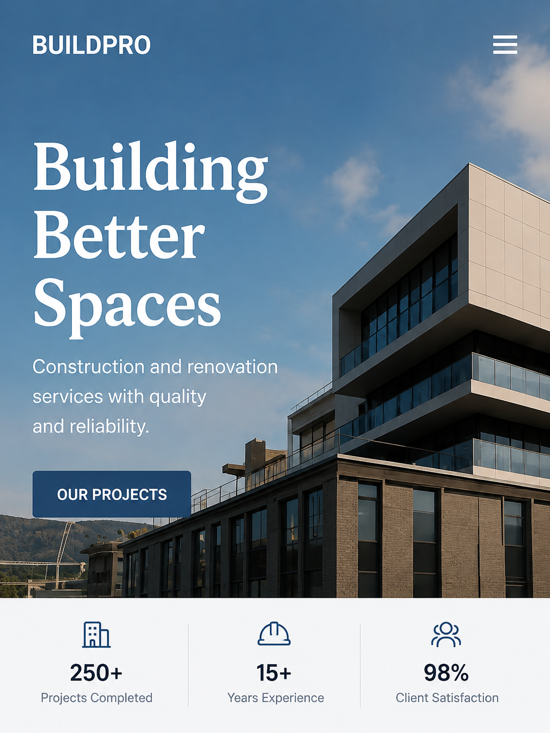 Construction company homepage